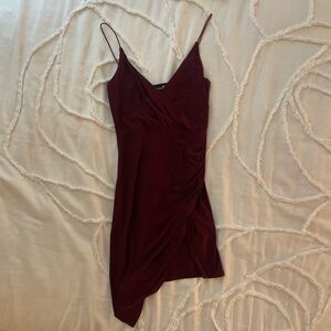 Boohoo Burgundy Asymmetrical Dress